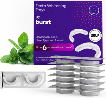 BURST Teeth Whitening Kit - Sensitive Teeth Friendly - 7 Treatments with 12.5% Hydrogen Peroxide - Results in 15 Min. + Up to 6 Shades Whiter in 1 Week - Teeth Whitener with Prefilled Gel Trays