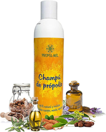 Propol-Mel - Natural Propolis Shampoo 250 Ml | Neutral Ph | Regenerative And Moisturizing Care | Bio Certified | Made In Spain | Softens, Adds Shine And Volume | Protects The Scalp