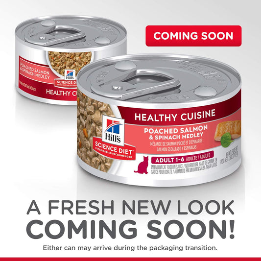 Hill'S Science Diet Healthy Cuisine, Adult 1-6, Great Taste, Wet Cat Food, Patched Salmon & Spinach Stew, 2.8 Oz Can, Case Of 24