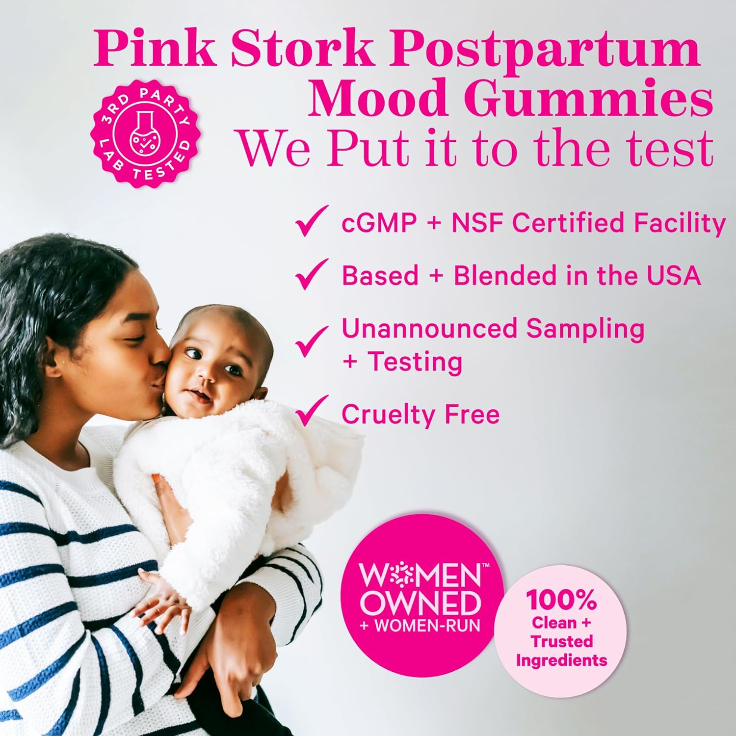 Pink Stork Postpartum Mood Support Vitamin D Gummies - Natural Hormone Balance for Women with Postnatal Vitamin D3 and Calcium - Postpartum Essentials for Breastfeeding - 60 Lemon Drop Gummies : Health & Household