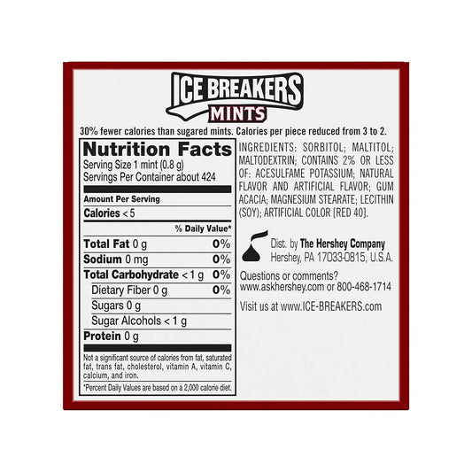 Ice Breakers Cinnamon Sugar Free Breath Mints Tins, 1.5 Oz (8 Count)