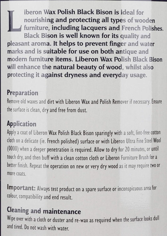 Liberon Black Bison Paste Wax, 1 Liter, Georgian Mahogany