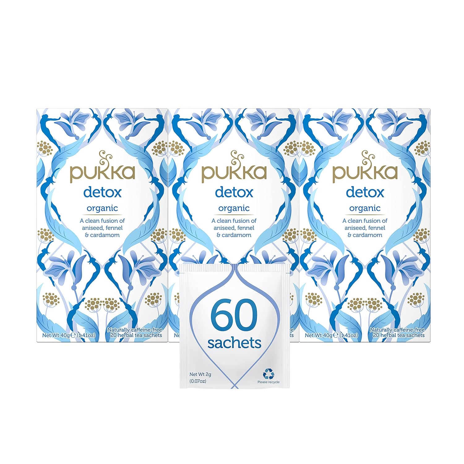 Pukka Organic Detox Tea, Aniseed, Fennel And Cardamom, Perfect For Inner Reset, Pack Of 3 (60 Tea Bags)