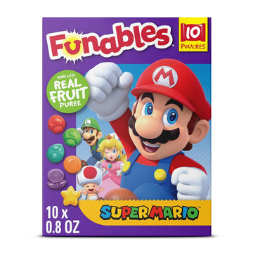 Funables Fruity Snacks, Super Mario, Assorted Fruit, Flavored Snacks, 0.8 Oz 10 Ct