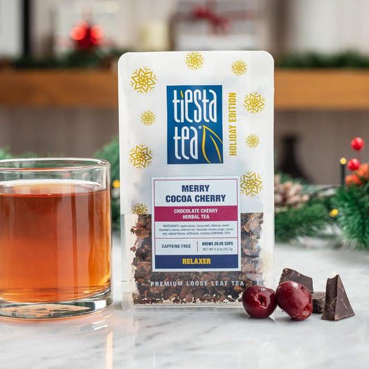 Tiesta Tea - Merry Cocoa Cherry | Chocolate Cherry Herbal Tea | Premium Loose Leaf Tea Blend | Non Caffeinated Holiday Teas | Make Hot Or Iced Tea & Brews Up To 25 Cups - 2 Ounce Resealable Pouch