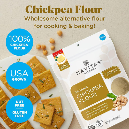 Navitas Organics Chickpea Flour, 10Oz — Organic, Non-Gmo, 100% Chickpea Flour, Grain-Free & Gluten-Free — 19 Servings