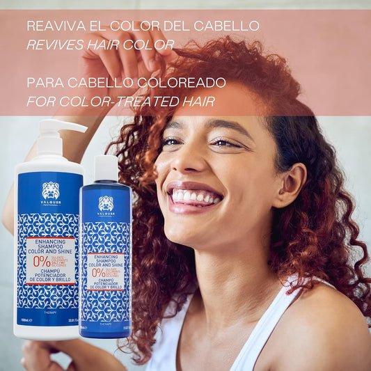 Valquer Color And Shine Enhancer Pack For Dyed Hair Moisturizes And Revitalizes. Shampoo 400 Ml, Mask 275 Ml And Biphasic Conditioner 300 Ml Zero Formula With Wheat Germ Extract. Vegan