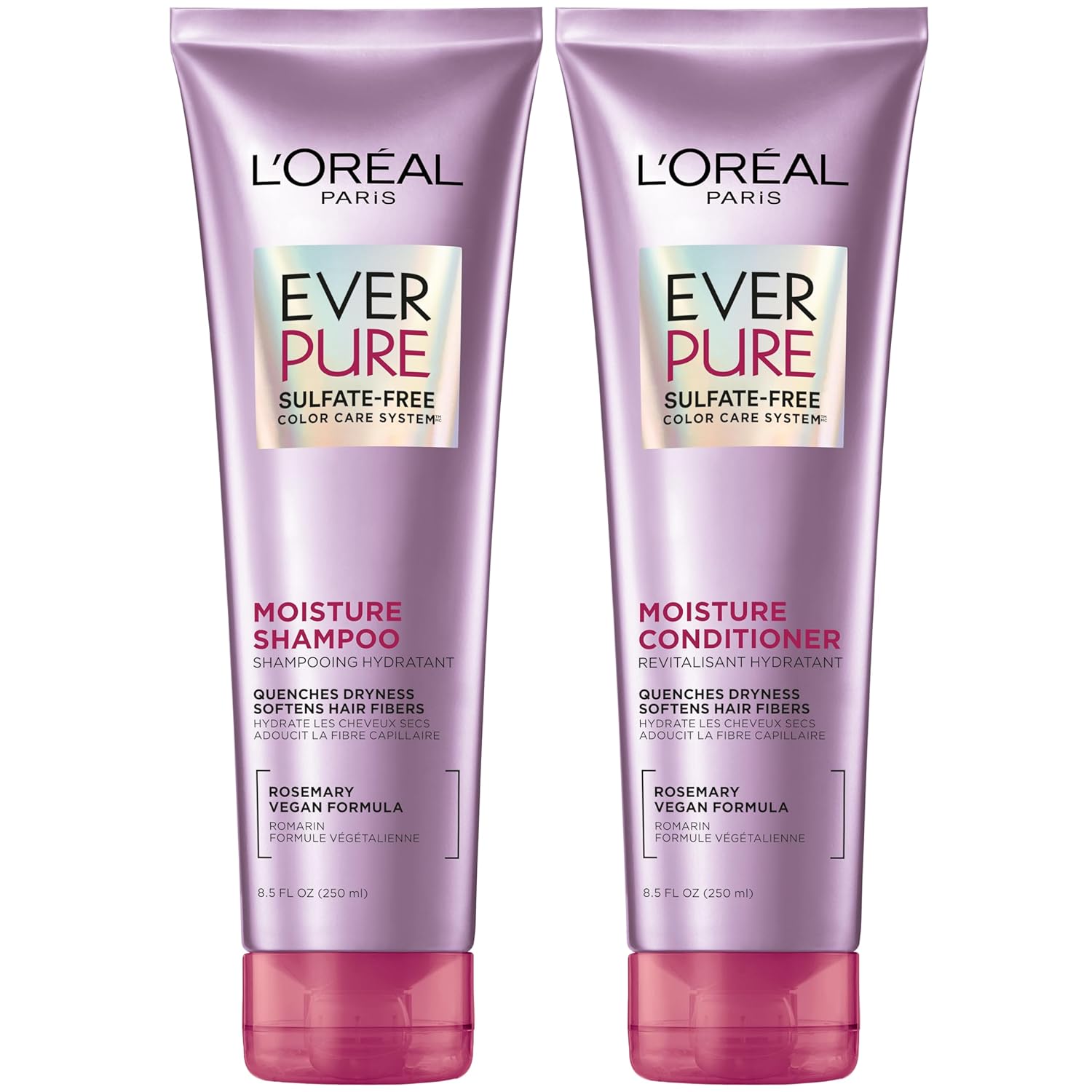 L'Oreal Paris Moisture Sulfate Free Shampoo And Conditioner Set, Hair Care For Color-Treated Hair With Rosemary Botanicals, Everpure, 1 Kit