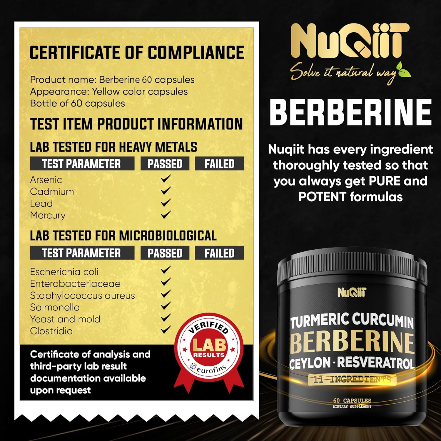 Berberine Supplement. Added Turmeric Curcumin, Trans-Resveratrol & More - Support Gastrointestinal, Body Management & Immune System - 60 Capsules : Health & Household