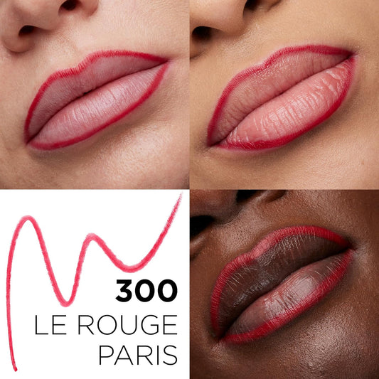 L'Oreal Paris Colour Riche Lip Liner Pencil, Creamy Lip Liner With Omega 3 And Vitamin E, 300 Le Rouge Paris (True Red)