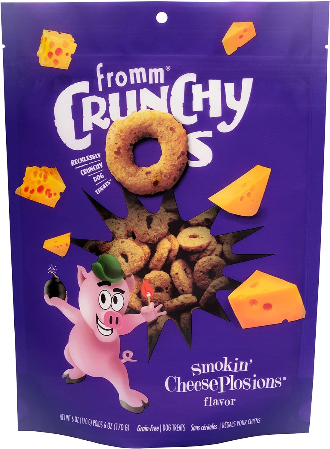 Fromm Crunchy Os Smokin' Cheeseplosions Dog Treats - Premium Crunchy Dog Treats - Pork Recipe - 6 Oz