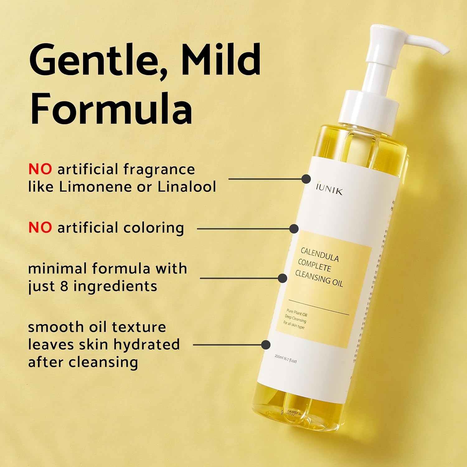 Iunik Calendula & Jojoba Oil-Infused Vegan Cleansing Oil – Gentle Blackhead Melting & Makeup Remover Facial Cleanser W/Plant-Based Oils Korean Skincare : Beauty & Personal Care