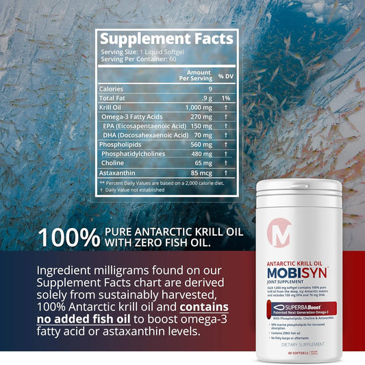 100% Pure Organic Antarctic Krill Oil 1000Mg, 60-Days, Omega 3, Highest Concentration 56% Phospholipids, Epa Choline, Astaxanthin, Wild Caught, Sustainable, Supports Heart, Brain & Joints, No Fish Oil