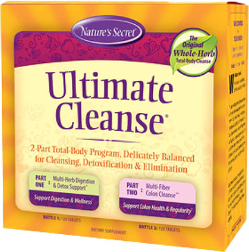 Nature'S Secret Ultimate Cleanse 2-Part Total Body Detoxification & Elimination Supports Digestion, Wellness, Colon Health & Regularity - Multi-Herb Digestion & Multi-Fiber Cleanse - 240 Tablets