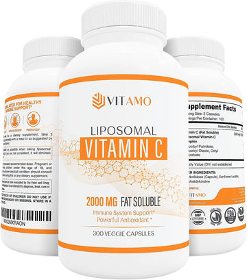 Liposomal Vitamin C 2000mg | Superior Delivery System | 300 Capsules Immune Support & Collagen Booster | High Absorption Ascorbic Acid, High Dose Vitamin c, Zero Soy, 100% Non?GMO