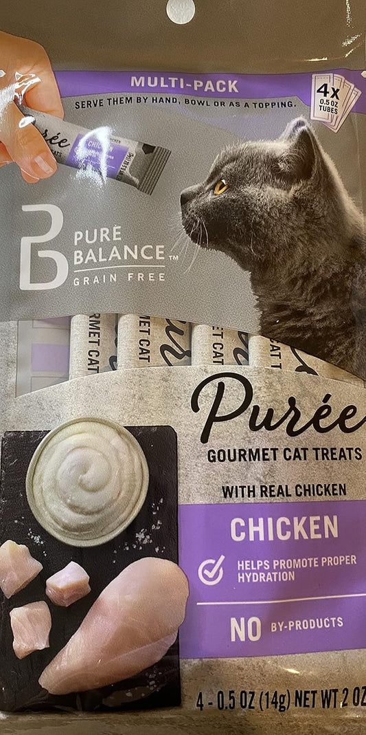 Puree Gourmet Cat Treats Chicken Grain Free - 1Pack (4 X 0.5 Oz Tubes) : Pet Supplies