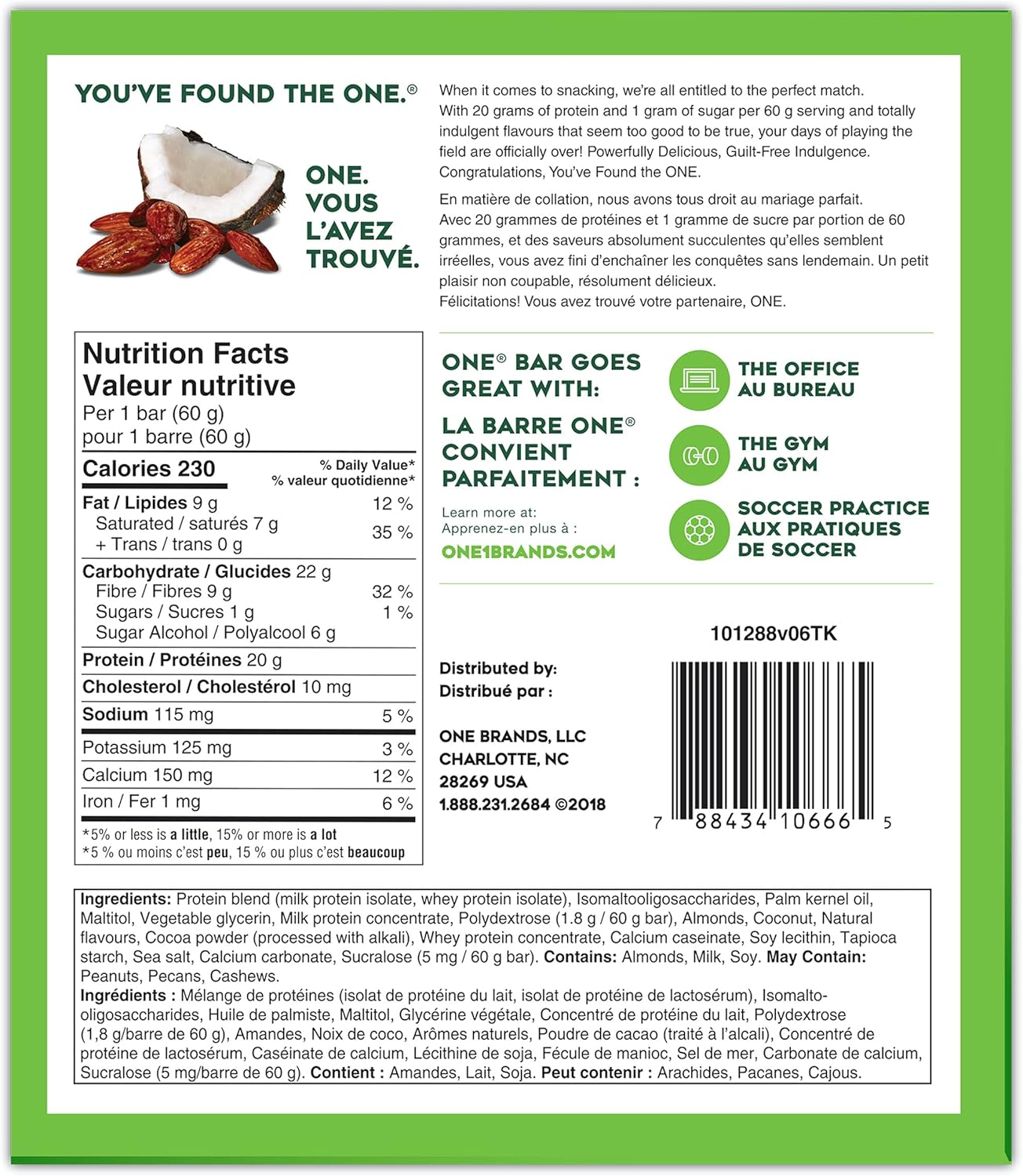 ONE Protein Bars, Almond Bliss, Gluten Free Protein Bars with 20g Protein and 1g Sugar, Pantry Staples, 2.12 oz (12 Pack) : Health & Household