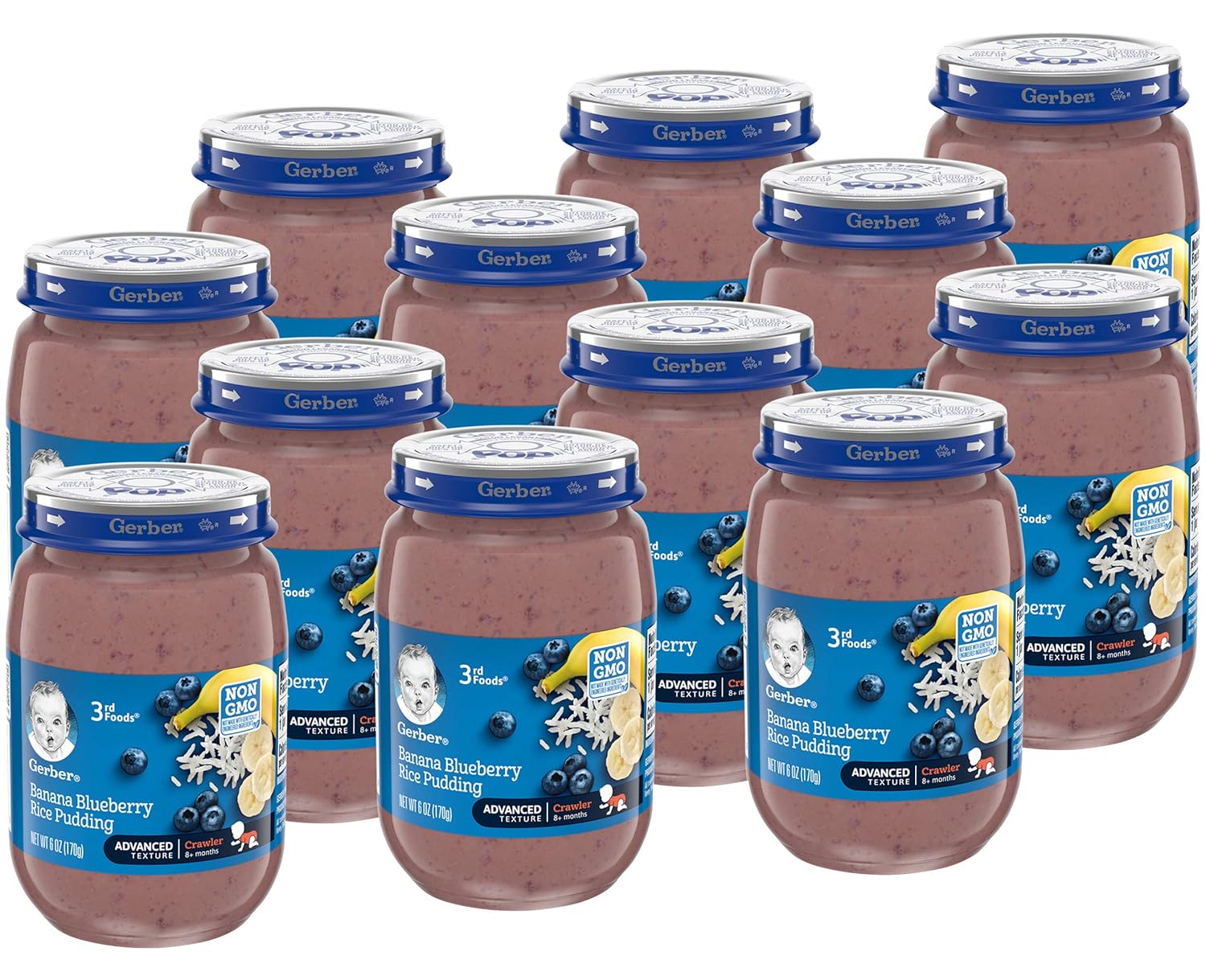 Gerber Purees 3Rd Foods Banana, Blueberry & Rice, 6 Oz (Pack Of 12)