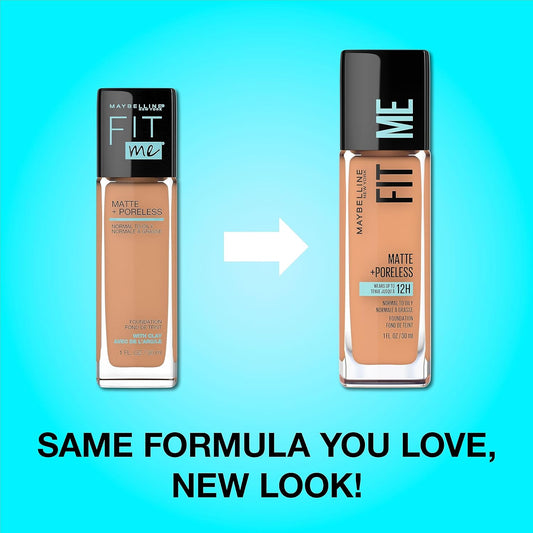 Maybelline Fit Me Matte + Poreless Liquid Oil-Free Foundation Makeup, Deep Bronze, 1 Count (Packaging May Vary)