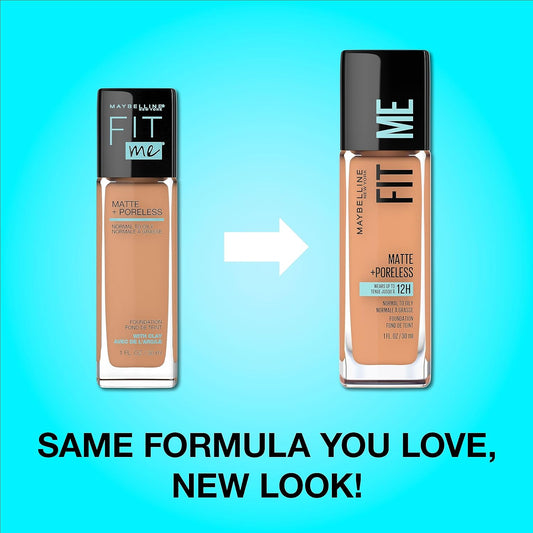 Maybelline Fit Me Matte + Poreless Liquid Oil-Free Foundation Makeup, Natural Beige, 1 Count (Packaging May Vary)