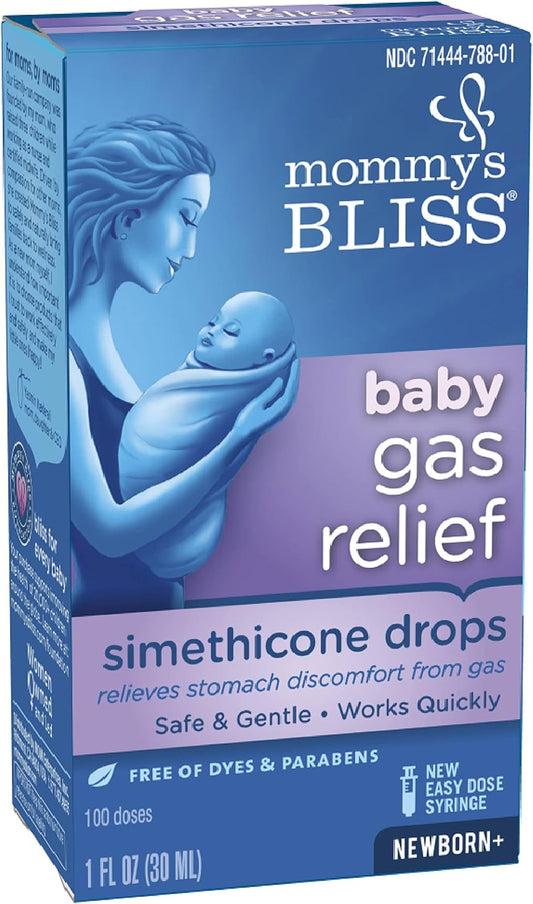 Mommy'S Bliss Gas Relief Drops Bottle, Simethicone Drops For Infants, Relieves Stomach Discomfort, Safe & Gentle, Ginger Flavor, 1 Fl Oz (Pack Of 1)