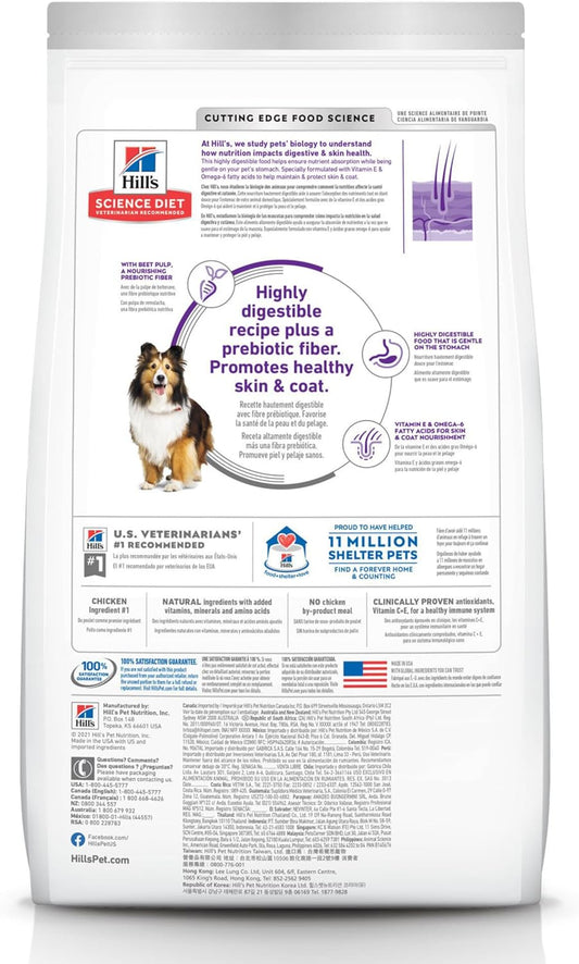 Hill'S Science Diet Sensitive Stomach & Skin, Adult 1-6, Stomach & Skin Sensitivity Support, Dry Dog Food, Chicken Recipe, 4 Lb Bag