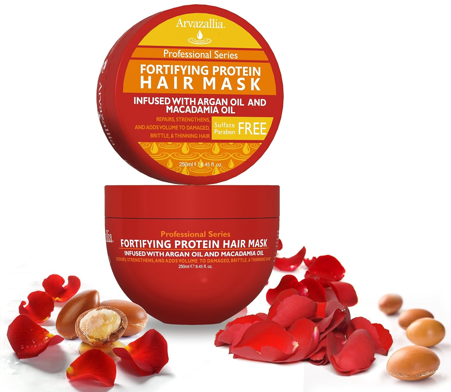 Arvazallia Fortifying Protein Hair Mask and Deep Conditioner with Argan Oil and Macadamia Oil Hair Repair Treatment for Damaged, Brittle, or Thinning Hair - Promotes Natural Hair Growth : Beauty & Personal Care