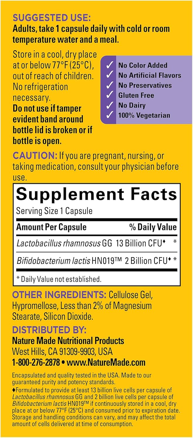 Nature Made Probiotics For Digestive Health Extra Strength 15 Billion Cfu From Live Cultures, Probiotics For Women And Men, 30 Probiotic Capsules, 30 Day Supply : Health & Household