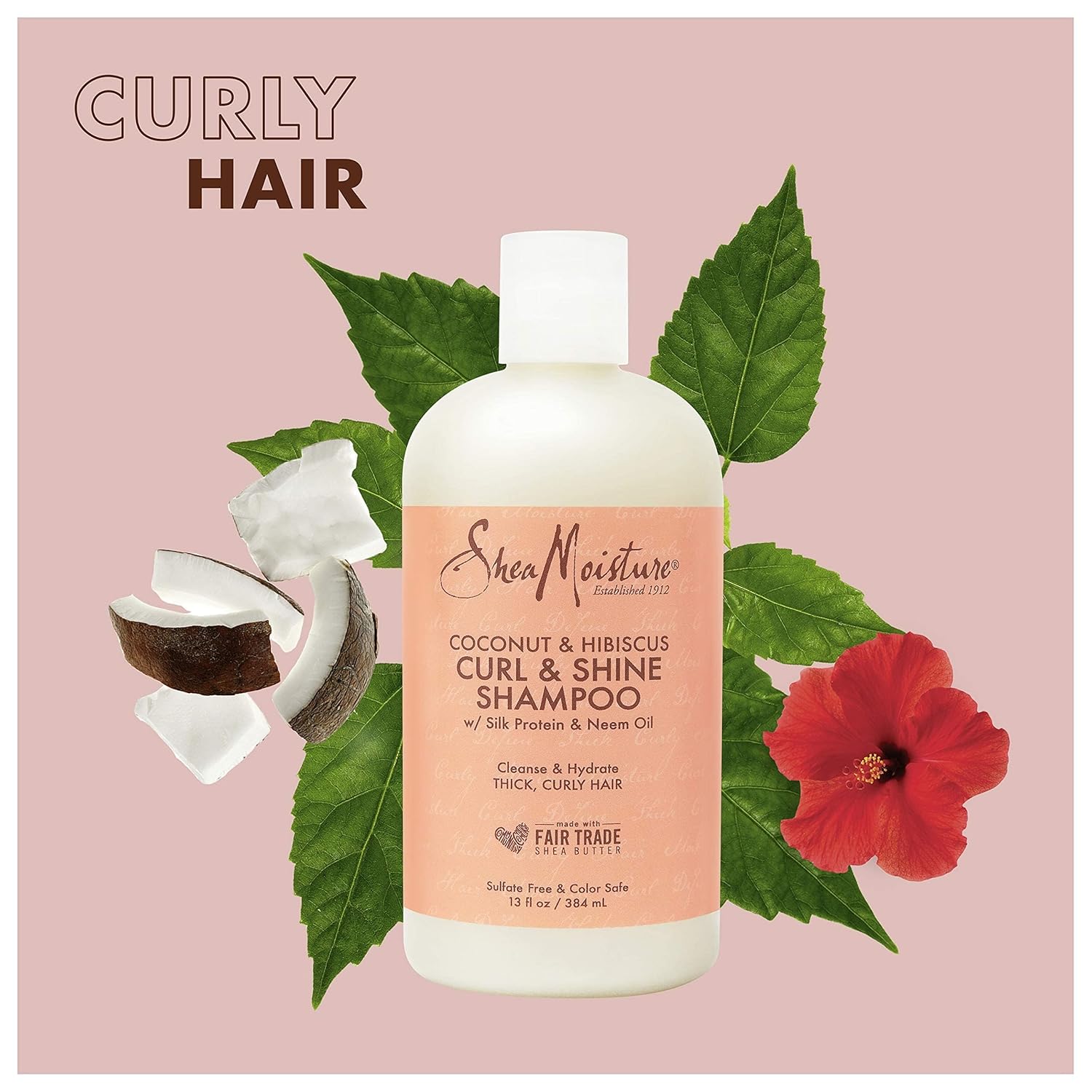 SheaMoisture Curl and Shine Coconut Shampoo Coconut and Hibiscus for Curly Hair Paraben Free Shampoo 13 oz : Hair Shampoos : Beauty & Personal Care