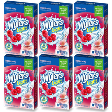 Wyler'S Light Singles To Go Drink Mix, Raspberry, 6 Pack (48 Drink Sticks Total)