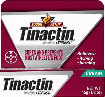 Tinactin Athlete'S Foot Cream, Tolnaftate 1%, Antifungal, Af Treatment, Proven Clinically Effective On Most Athlete’S Foot And Ringworm, Cream, 0.5 Ounce, 15 Grams, Tube