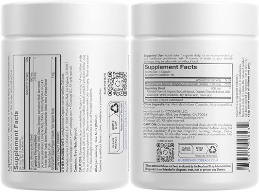 Codeage Gut & Immune Support Mimosa Pudica Seed + Binder Bundle - Herbal Cleanse - Molybdenum - Bentonite Clay - BioPerine Black Pepper - Gut Health Digestion Cleansing Support - Vegan Herbs - Non-GMO