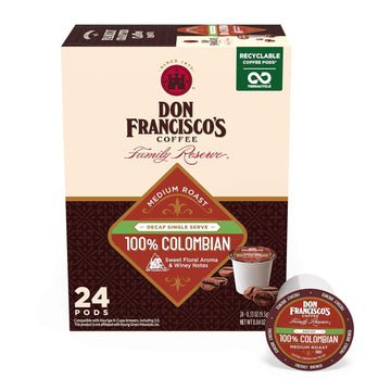 Don Francisco'S Decaf 100% Colombia Supremo Medium Roast Coffee Pods - 24 Count - Recyclable Single-Serve Coffee Pods, Compatible With Your K-Cup Keurig Coffee Maker (Including 2.0)