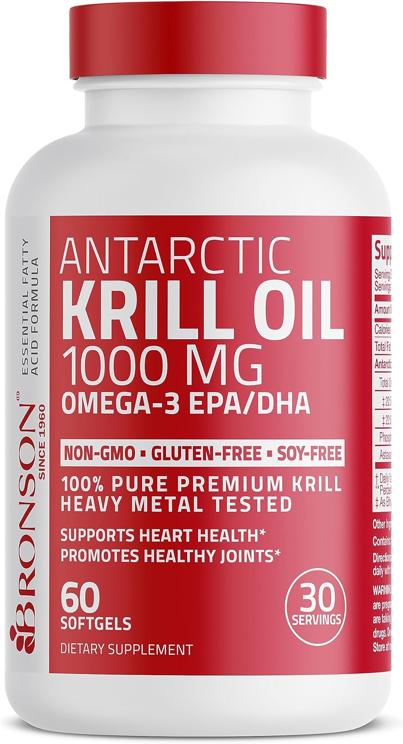 Bronson Antarctic Krill Oil 1000 mg with Omega-3s EPA, DHA, Astaxanthi