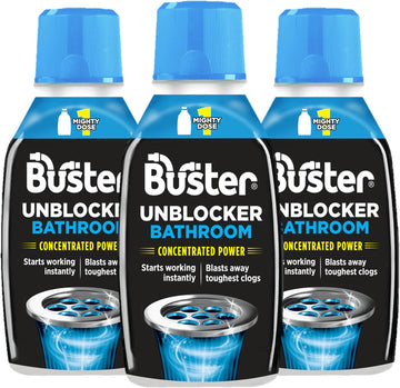 Buster Bathroom Drain Unblocker 300Ml, Pack Of 2 – Sink Unblocker Removes Hair & Sludge In Showers, Baths & Sinks. Fast-Acting Shower Drain Unblocker Clears Blockages & Slow-Draining Water