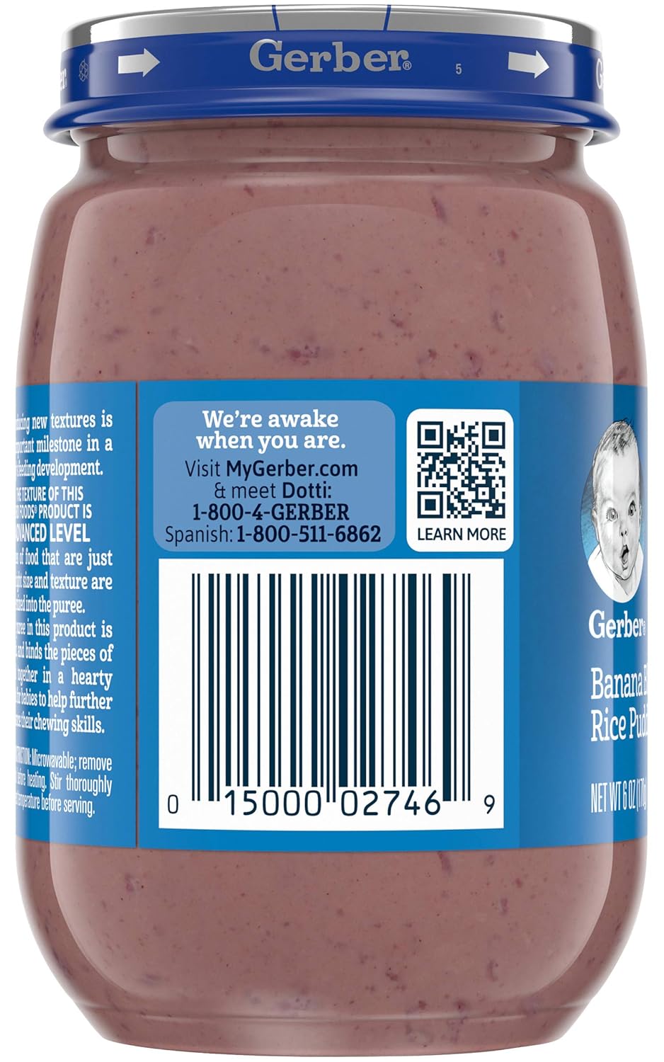 Gerber Purees 3Rd Foods Banana, Blueberry & Rice, 6 Oz (Pack Of 12)