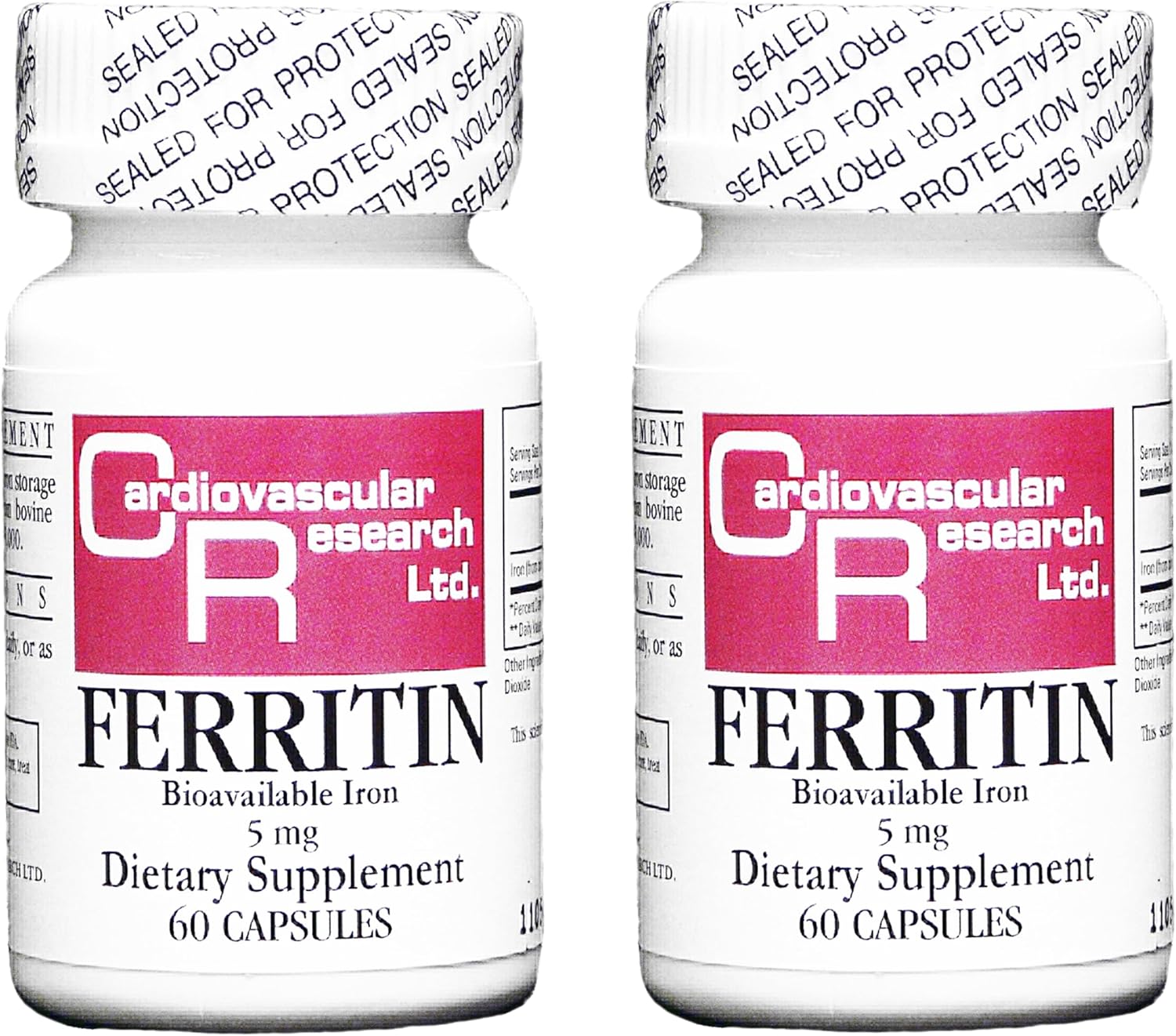 Cardiovascular Research Ferritin 5 Mg Tamper Resistant Shipping Box Iron Supplement 120 Count : Health & Household