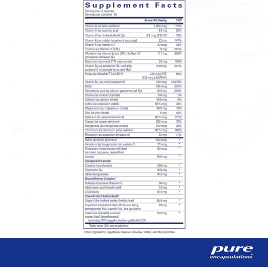 Pure Encapsulations Athletic Nutrients | Multivitamin/Mineral Complex For Exercise Performance And Training* | 120 Capsules