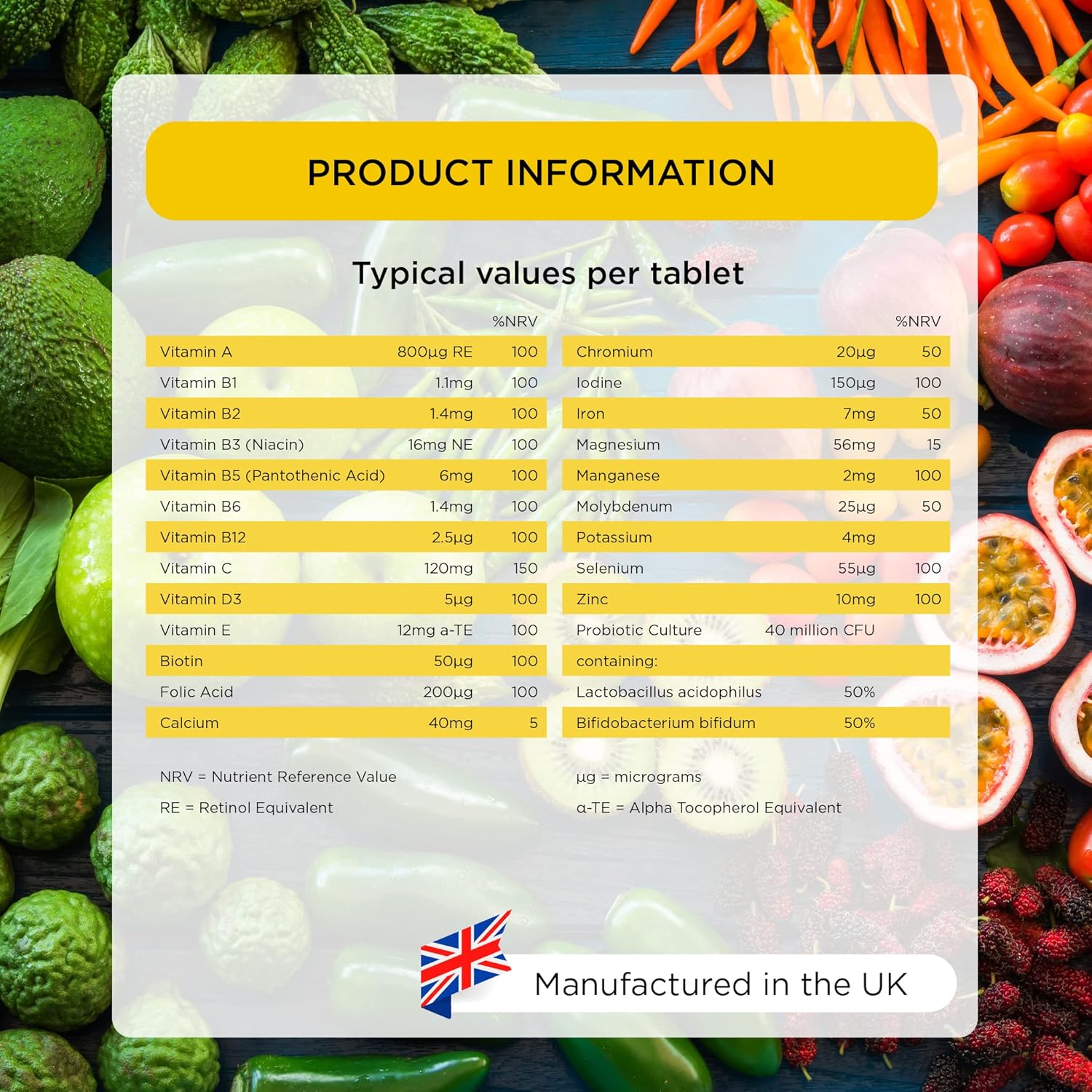 Healthspan Multivitamin with Live Cultures (90 Tablets) | Supports Immune Health | Maintain Energy Levels | Multivitamin & Live Bacteria Cultures | Added Vitamins C & D3 | Vegan : Amazon.co.uk: Health & Personal Care