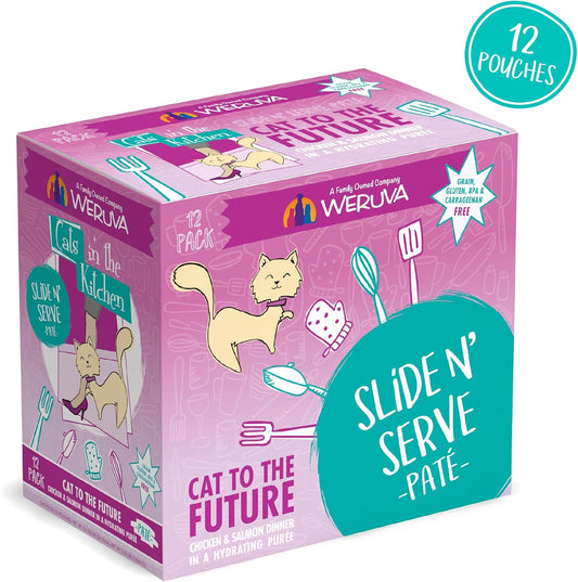 Weruva Cats In The Kitchen Slide N' Serve Grain-Free Natural Wet Pate Cat Food Pouches, Cat To The Future, 3Oz Pouch (Pack Of 12)