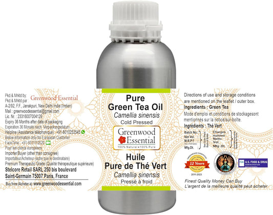 Greenwood Essential Pure Green Tea Oil (Camellia Sinensis) With Glass Dropper Cold Pressed 30Ml (1 Oz)