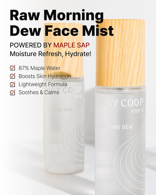 May Coop Raw Morning Dew Face Mist – Korean Hydrating Facial Spray With 87% Maple Water & Hyaluronic Acid - Refreshing & Lightweight Formula For Sensitive Skin, 2.71 Fl.Oz