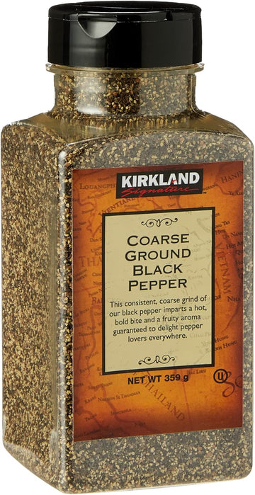 Kirkland Signature Spice Seasoning Dressing Coarse Ground Black Pepper Jar, 359 G