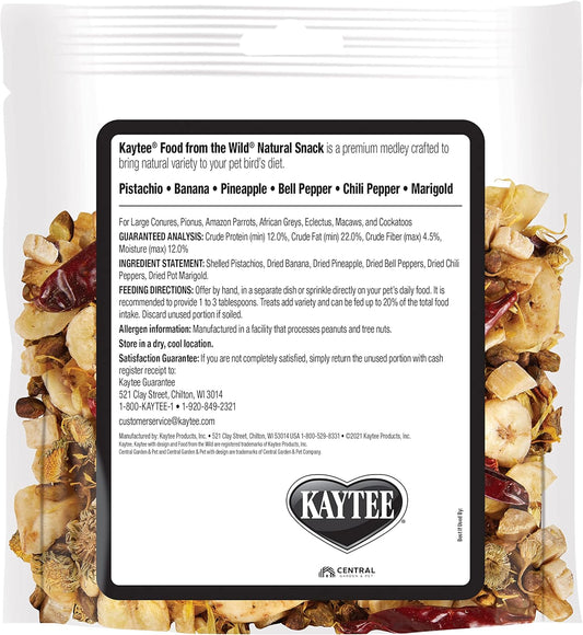 Kaytee Food From The Wild Natural Pet Bird Snack Food Treats For Conures, Pionus, Amazon Parrots, African Greys, Eclectus, Macaws, And Cockatoos, 3 Oz