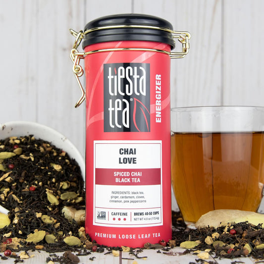 Tiesta Tea - Chai Love Tea | Spiced Chai Black Tea | Premium Loose Leaf Tea Blend | High Caffeinated Black Tea | Make Hot Or Iced Tea & Brews Up To 50 Cups - 4 Ounce Refillable Tin