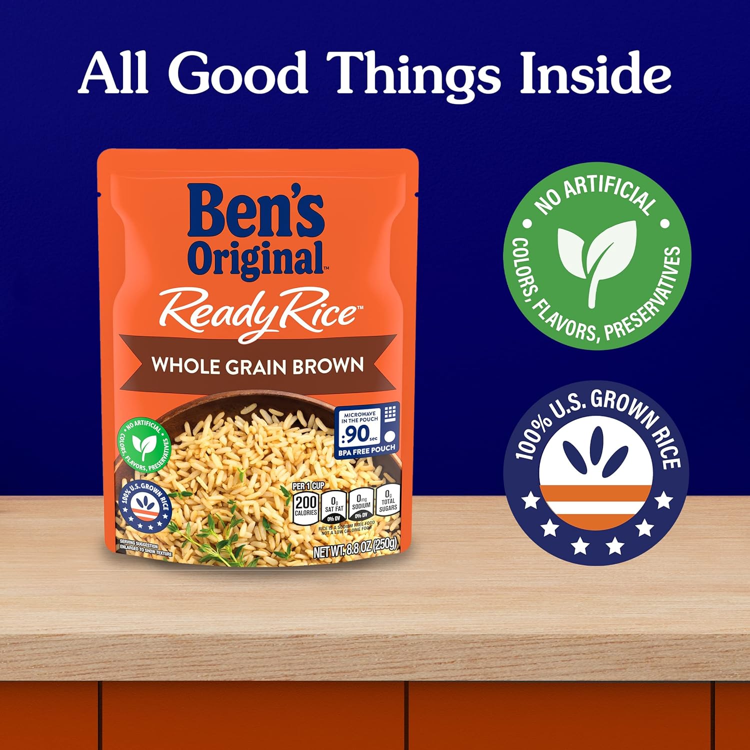 BEN'S ORIGINAL Ready Rice Whole Grain Brown Rice, Easy Dinner Side, 8.8 OZ Pouch (Pack of 6) : Everything Else