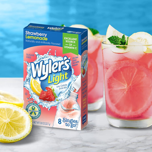 Wyler'S Light Singles To Go Drink Mix, Strawberry Lemonade, 6 Pack (48 Drink Sticks Total)