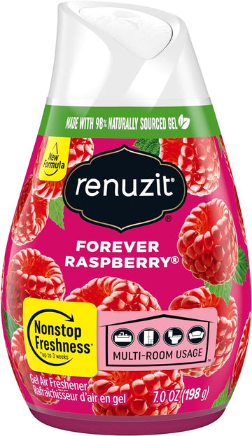 Renuzit Adjustable Solid Gel Air Freshener Cone, Forever Raspberry, Nonstop Freshness, 7 Ounces, 1 Cone