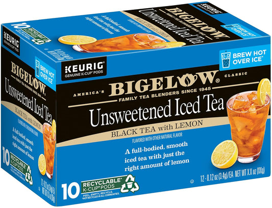 Bigelow Unsweetened Iced Black Tea With Lemon K Cups Pods, 10 Count (Pack Of 6), 60 K Cup Pods Total