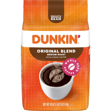 Dunkin' Original Blend Medium Roast Whole Bean Coffee, 18 Ounce
